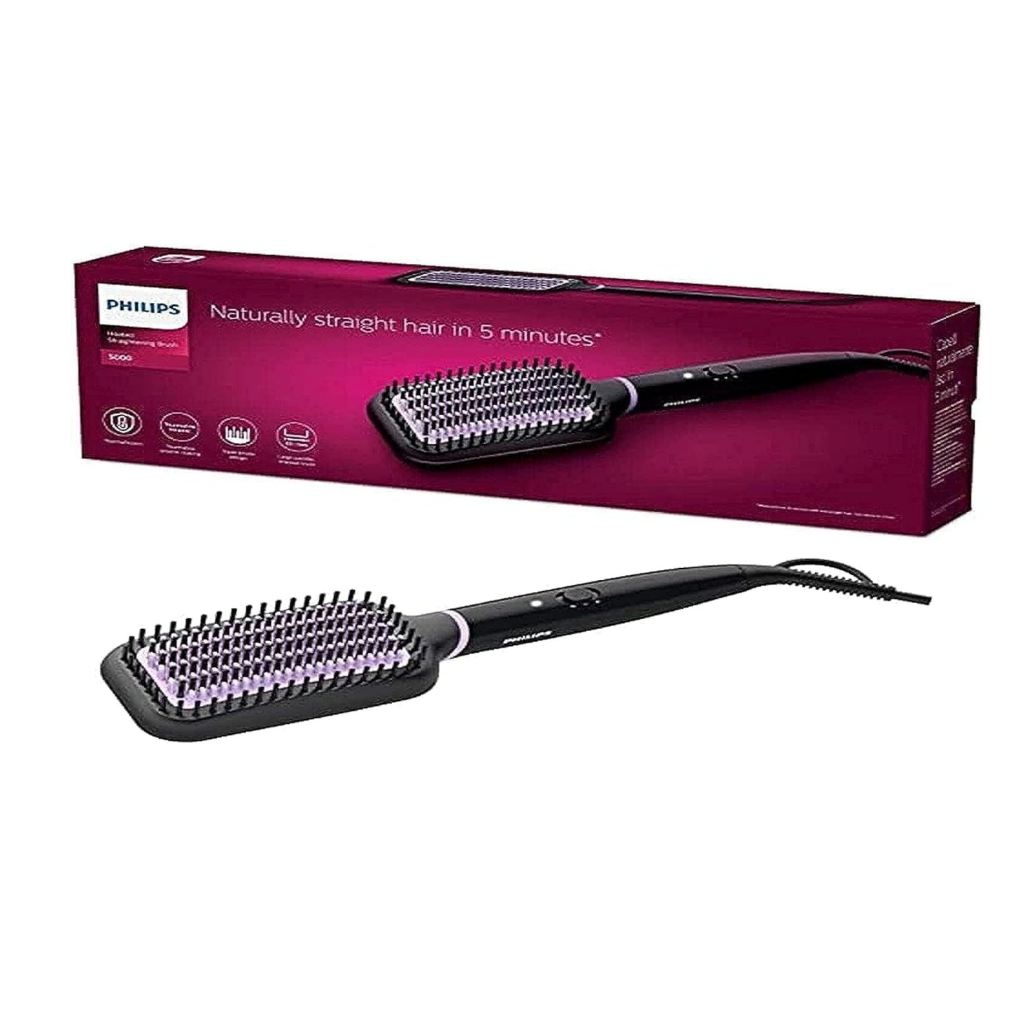 PHILIPS , Auto Curler & Heated Straightening Brush, Style Care, BLACK