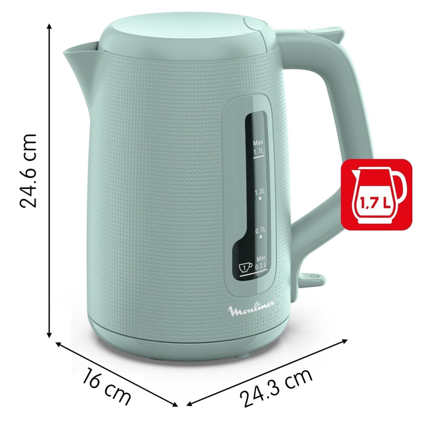 Moulinex Morning, Electric Kettle, 1.7 L, 1 Cup Indicator, Anti-Limescale Filter, Tea Infuser Included, Easy Filling and Cleaning, Auto Stop, Elegant Design..