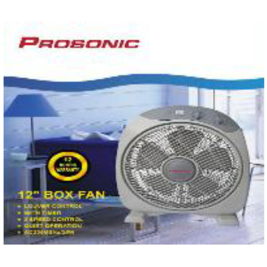 12'' box fan 3 speeds control with timer 35W