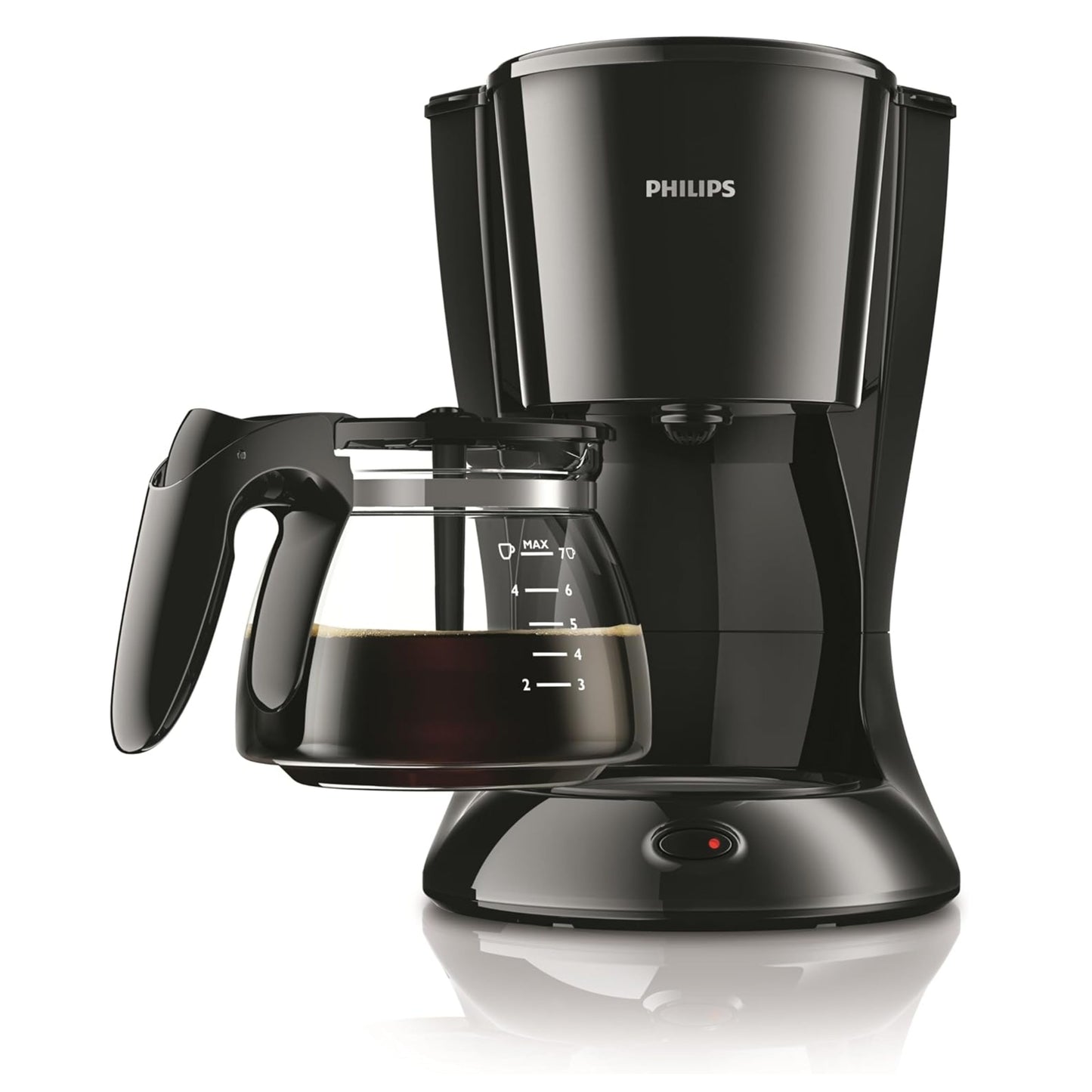 Philips Drip Coffee Maker - 0.6L, Up to 7 Cups, Glass Jug, Auto Off function, Black