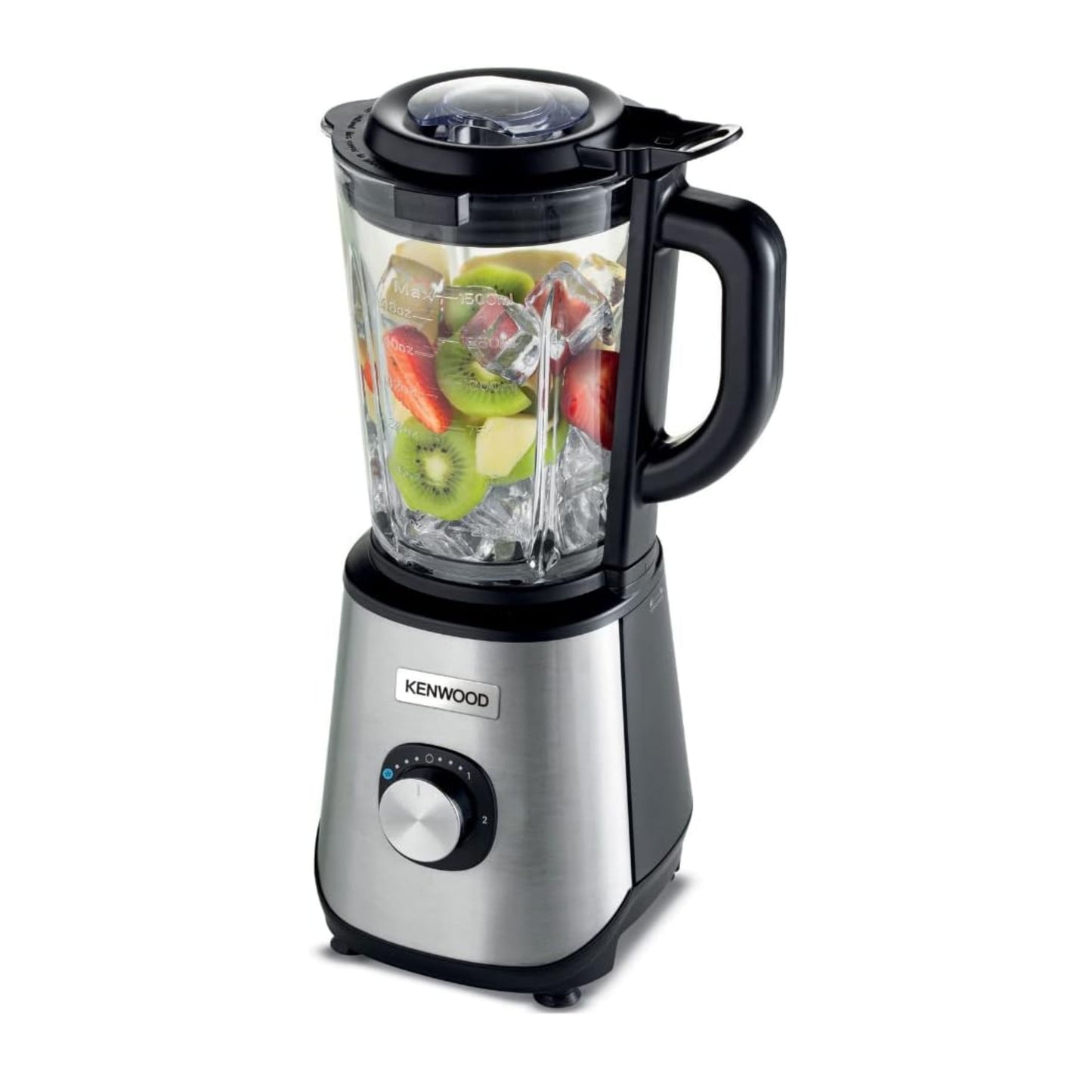 Kenwood Glass 1000W Power Blender Blender/Smoothie Maker 2 L With Grinder Mill, Chopper Mill, Ice Crush Function Black/Silver