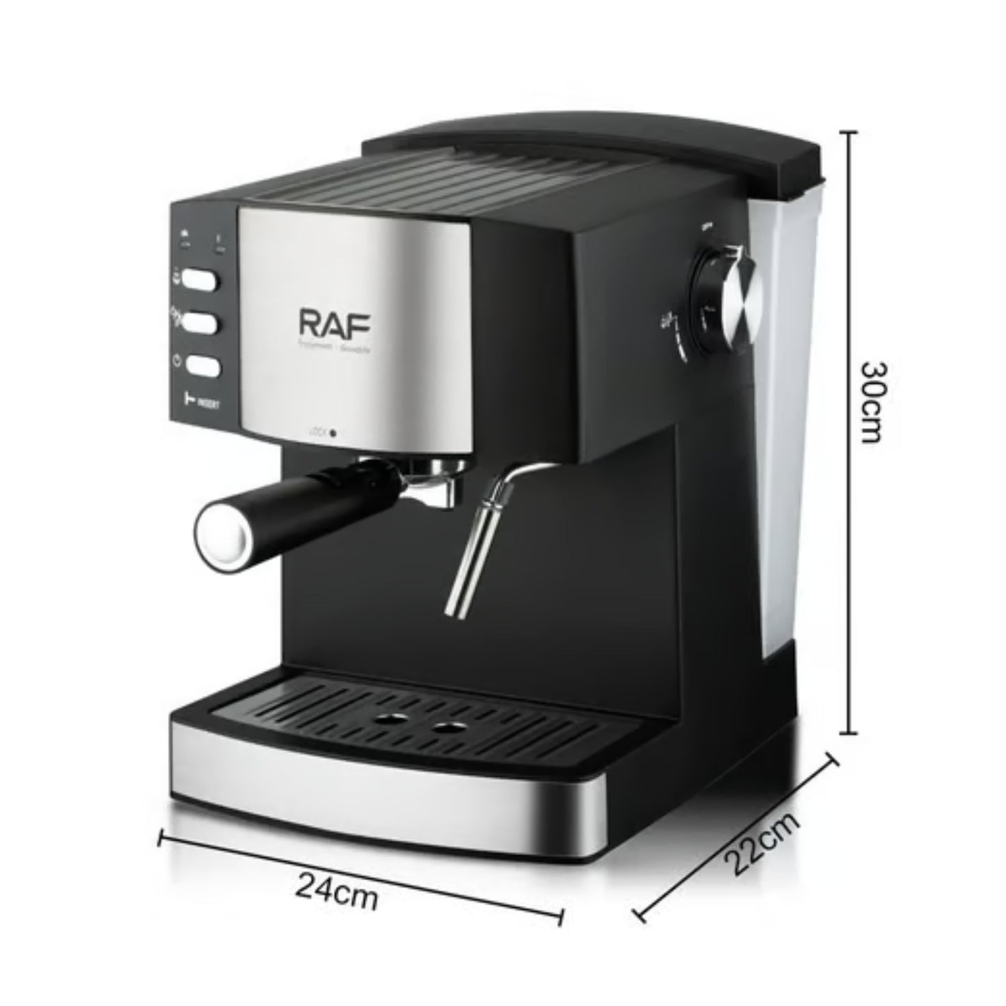 RAF  Semi-Automatic Coffee Maker with Cappuccino Maker – 2 Cups, 1.6L, 850W