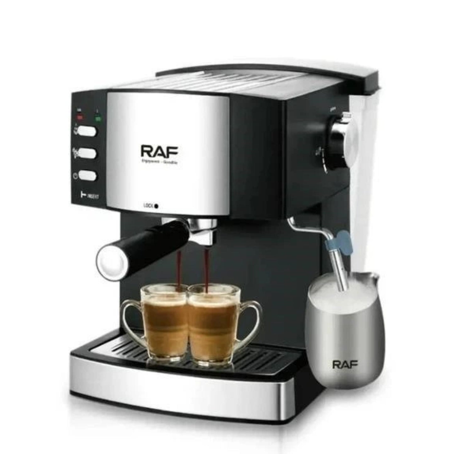 RAF  Semi-Automatic Coffee Maker with Cappuccino Maker – 2 Cups, 1.6L, 850W