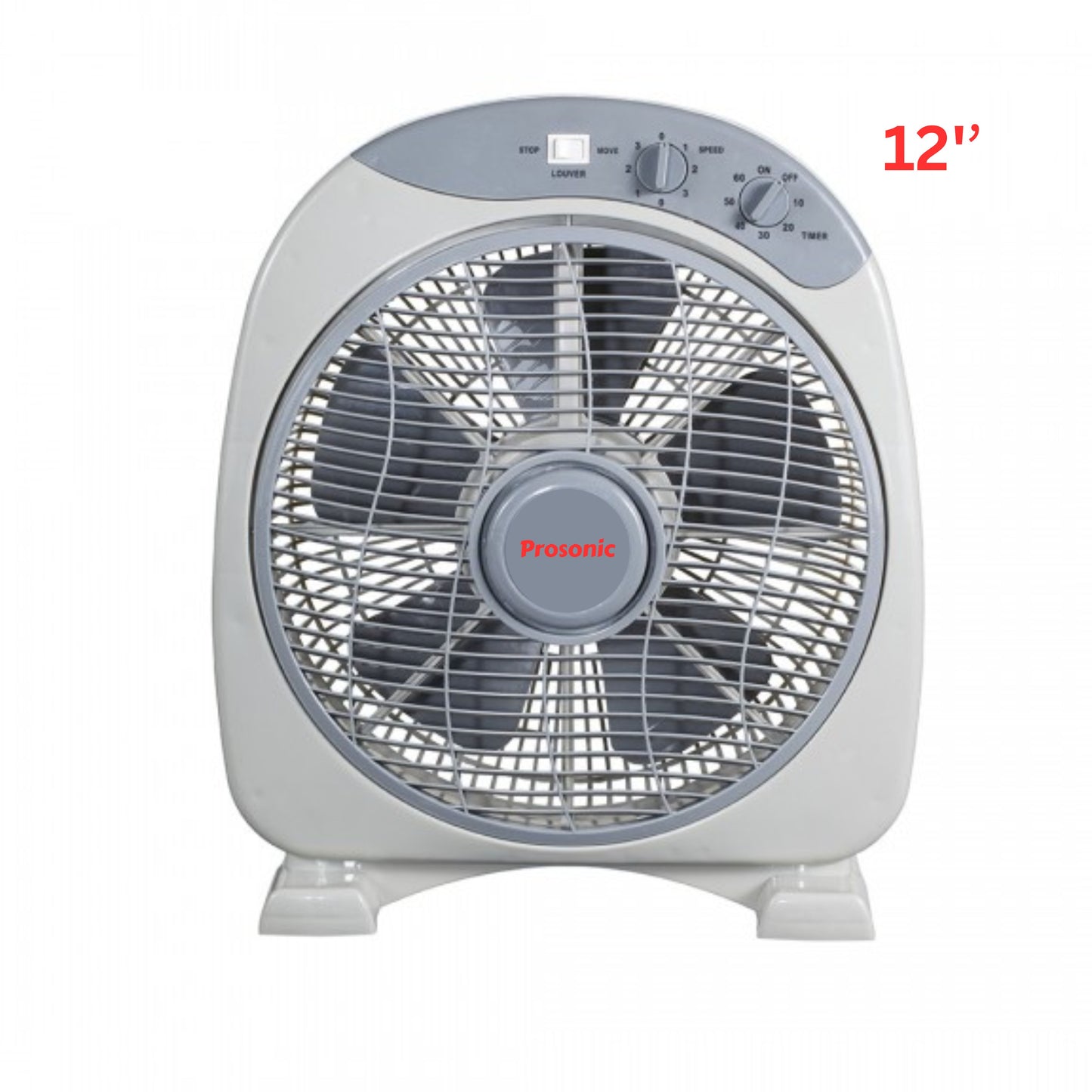 12'' box fan 3 speeds control with timer 35W
