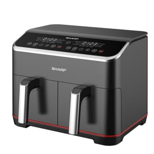 SHARP Air Fryer Dual Cook 1800 Watt 8 Liter Electronic Touch Screen Glass Panel