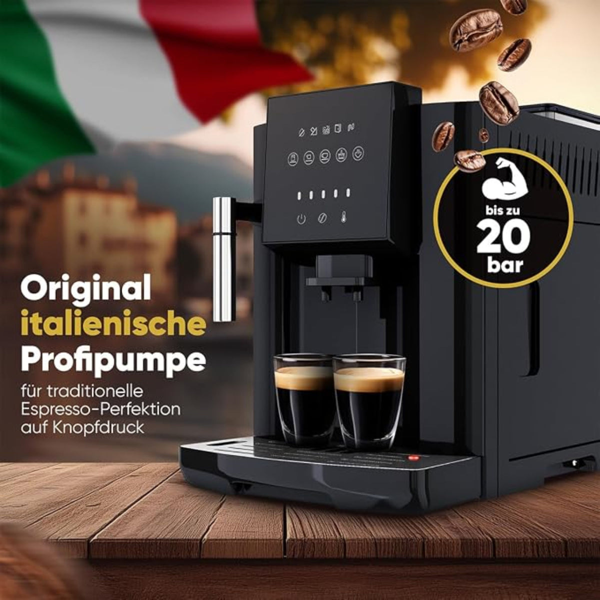 ProfiCook Fully Automatic Coffee Machine With Milk Frothing Nozzle 1450W