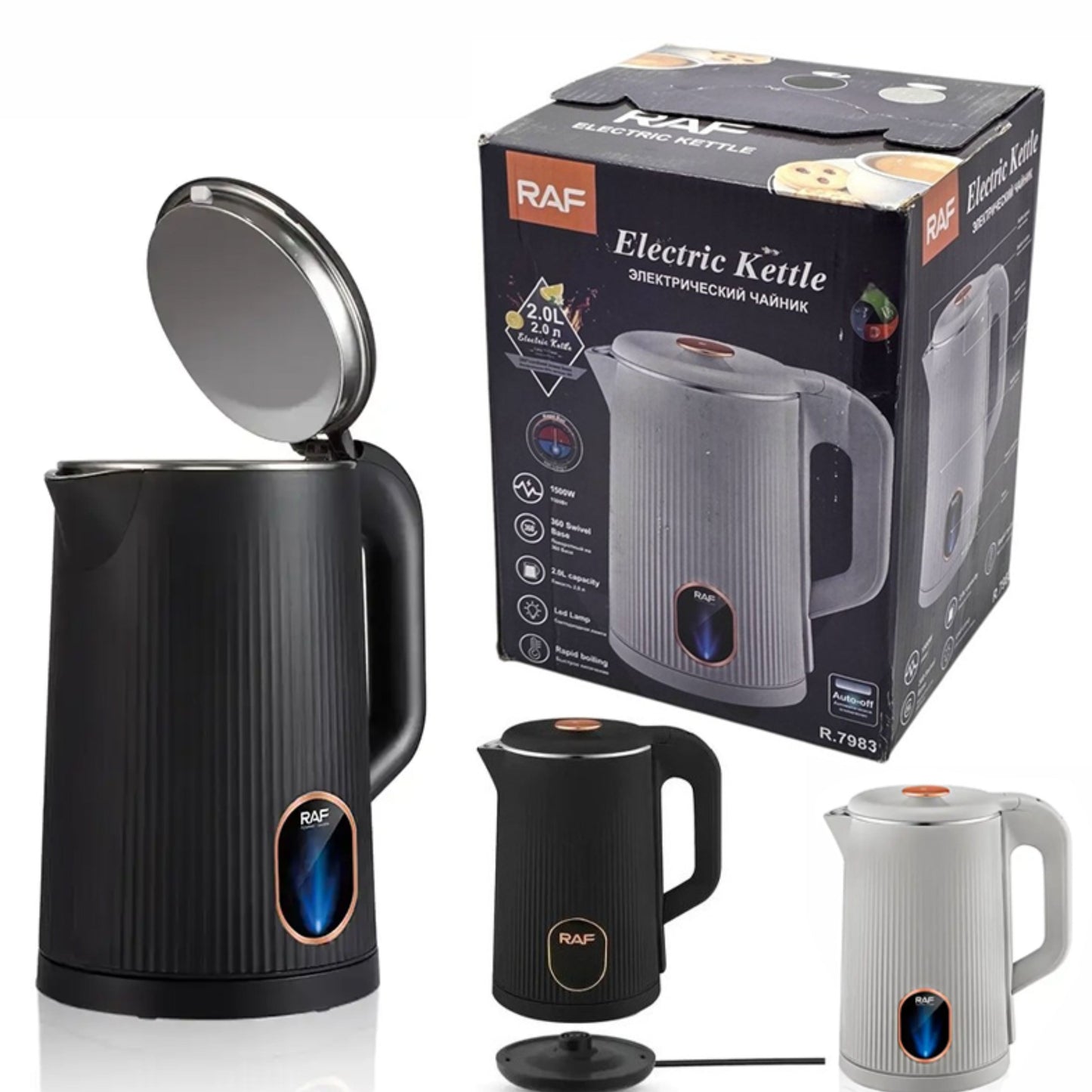 Electric kettle RAF  Raf Electric Kettle Model  Capacity 2 liters 1500W - black
