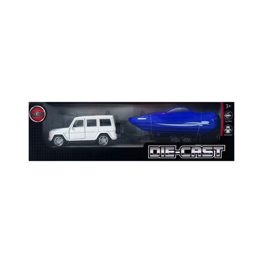G-class with trailer and boat