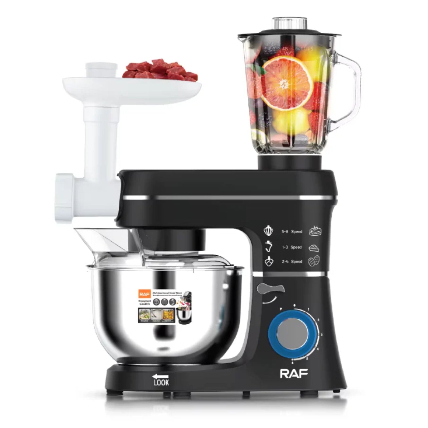RAF 3‑in‑1 Stand Mixer 1400W, 10L Stainless Steel Bowl