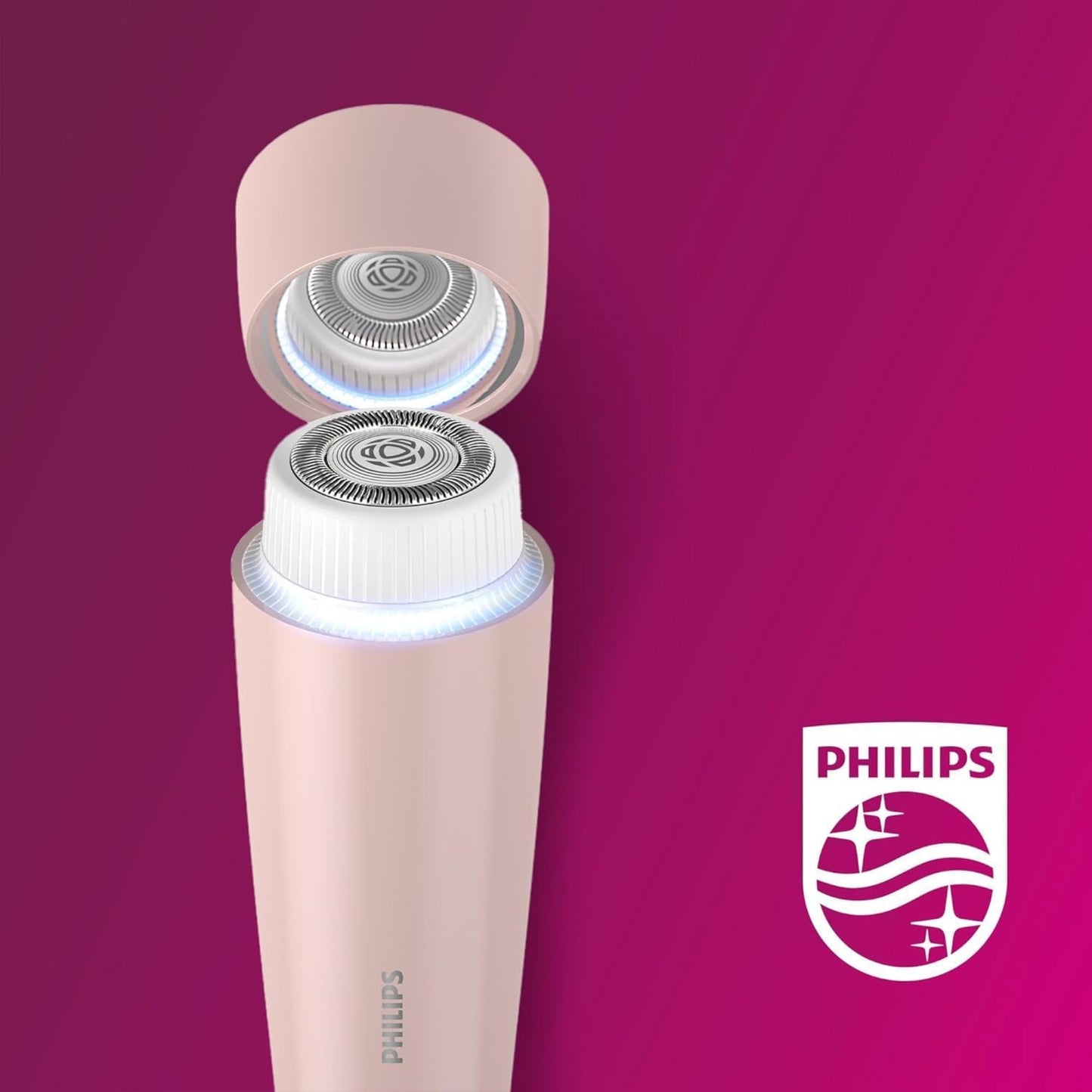 Philips 5000 Series Facial Hair Remover smooth skin on the go for upper lip, chin, cheeks, Lychee Pink,