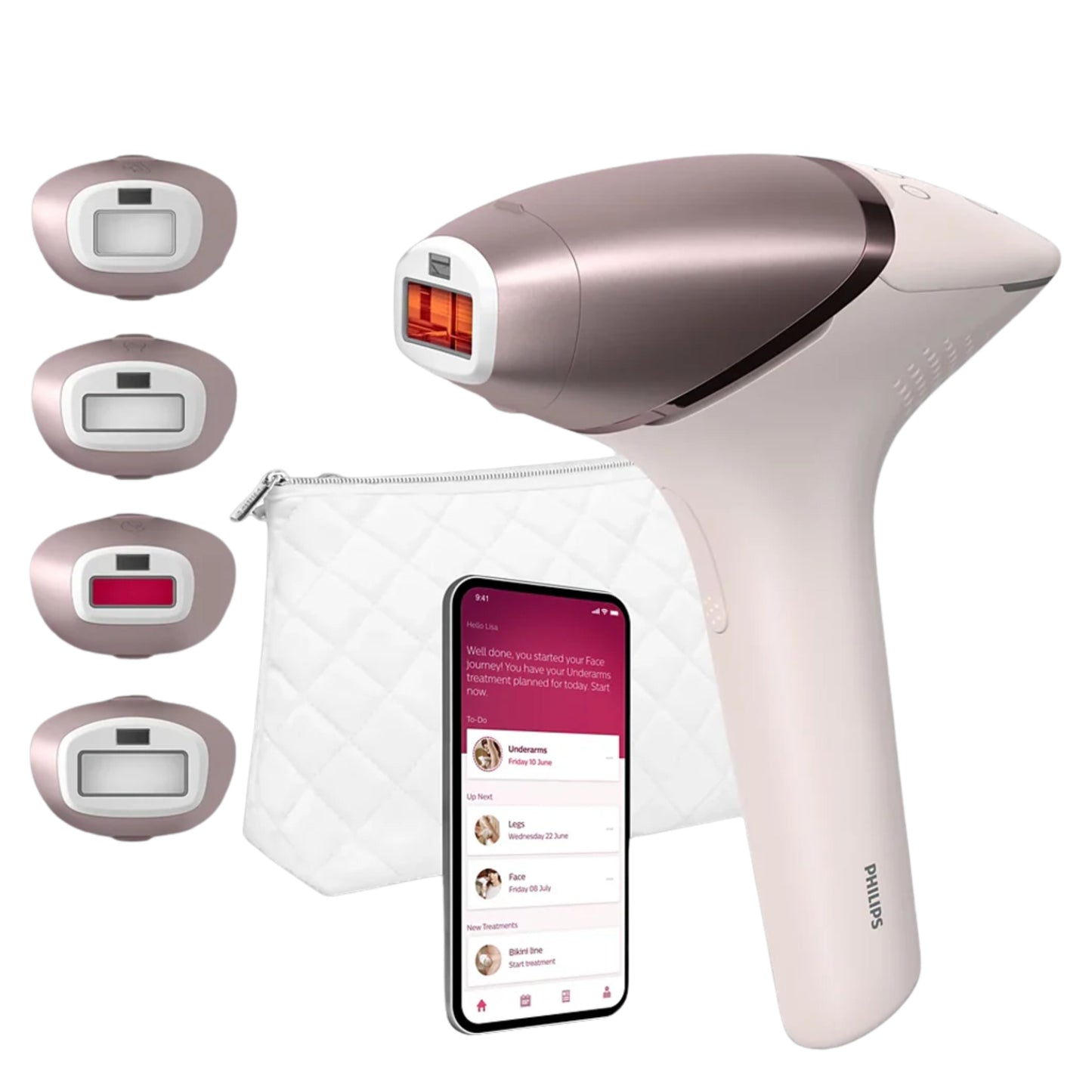 Philips Lumea IPL 9000 Series SenseIQ Cordless IPL Hair Removal Pink - 450,000 light pulses (flashes)