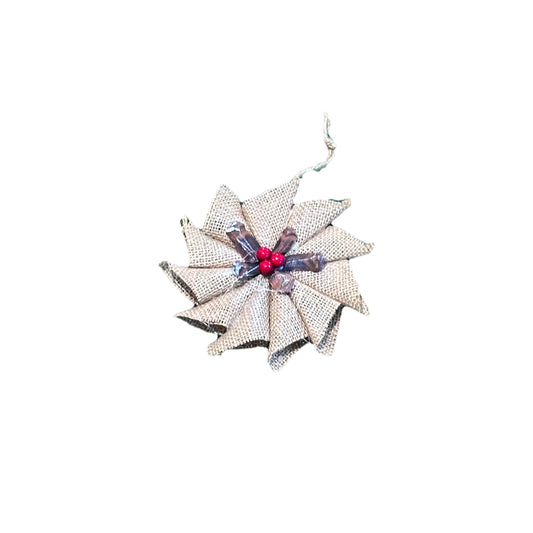 Christmas light brown mesh flower  15 cm