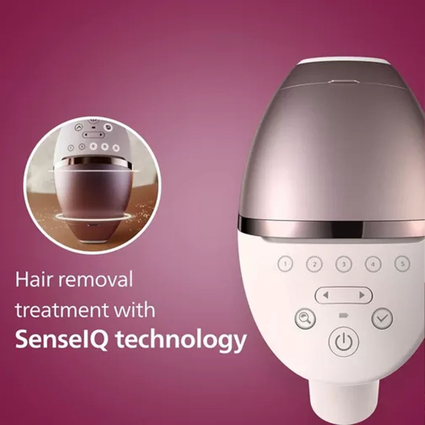 Philips Lumea IPL 9000 Series SenseIQ Cordless IPL Hair Removal Pink - 450,000 light pulses (flashes)