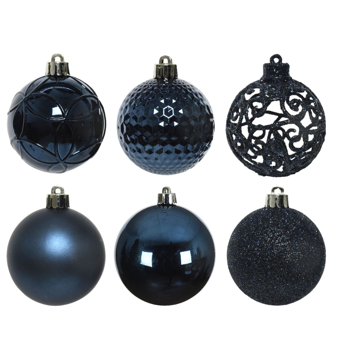 Baubles polystyrene matt,shiny,glitter mix 37 bauble 6cm  - Night Blue