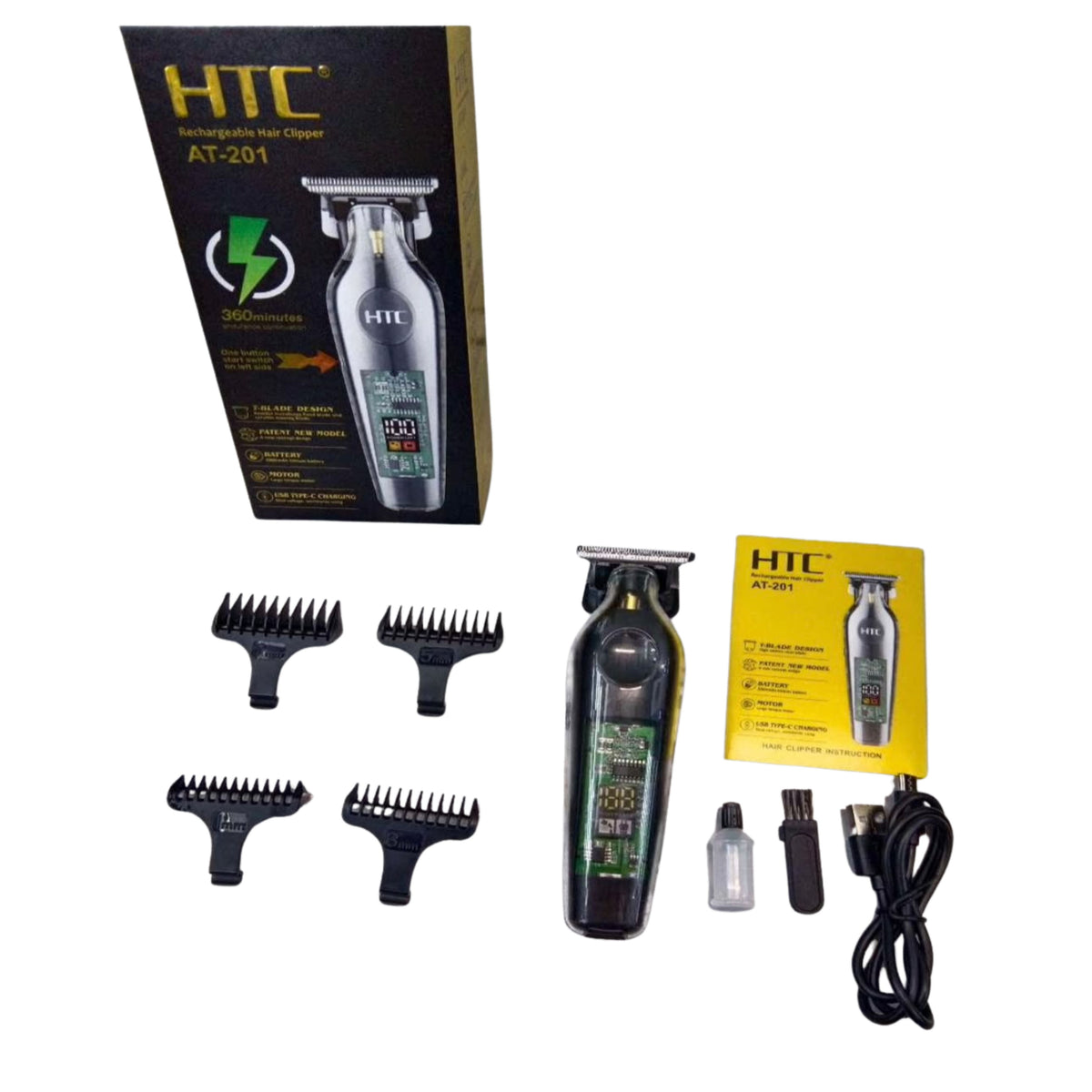 HTC Rechargeable Cordless Hair Trimmer USB Fast Charging Barber Machine Blades Hair Cutter (Copy)
