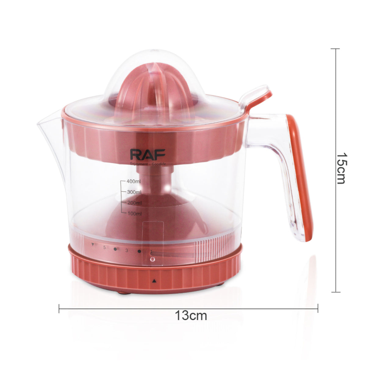 RAF R.611 Citrus Juicer 400ml Electric Orange Lemon Juicer Adjustable Pulp Size Easy Clean for Kitchen Daily Use
