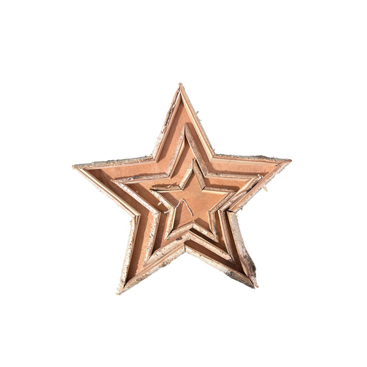 Wooden Christmas Stars 3 pcs 17cm-33cm-50cm