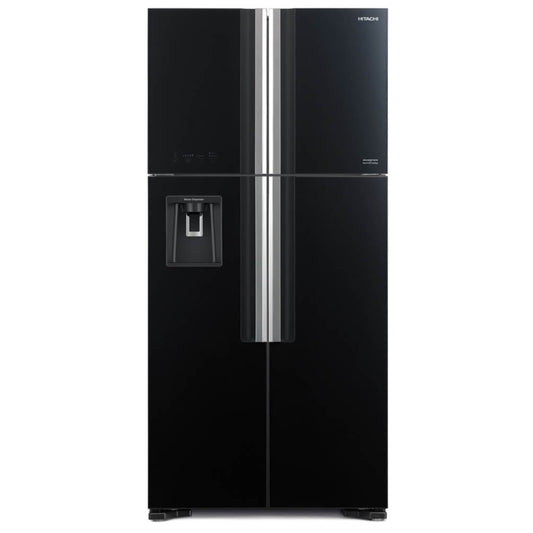 Hitachi Top Mount 760L Gross 4 Doors Premium Refrigerator, Inverter Compressor, with Water Dispenser, Glass Black,