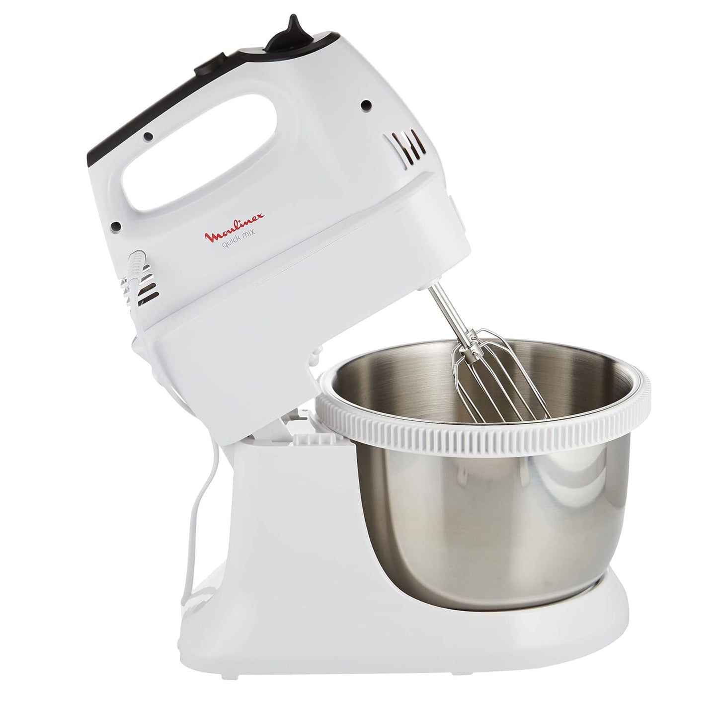 MOULINEX Quick Mix Hand Mixer with 3.5 L itre stand bowl, 300 Watts, Off White, Stainless Steel/Plastic,