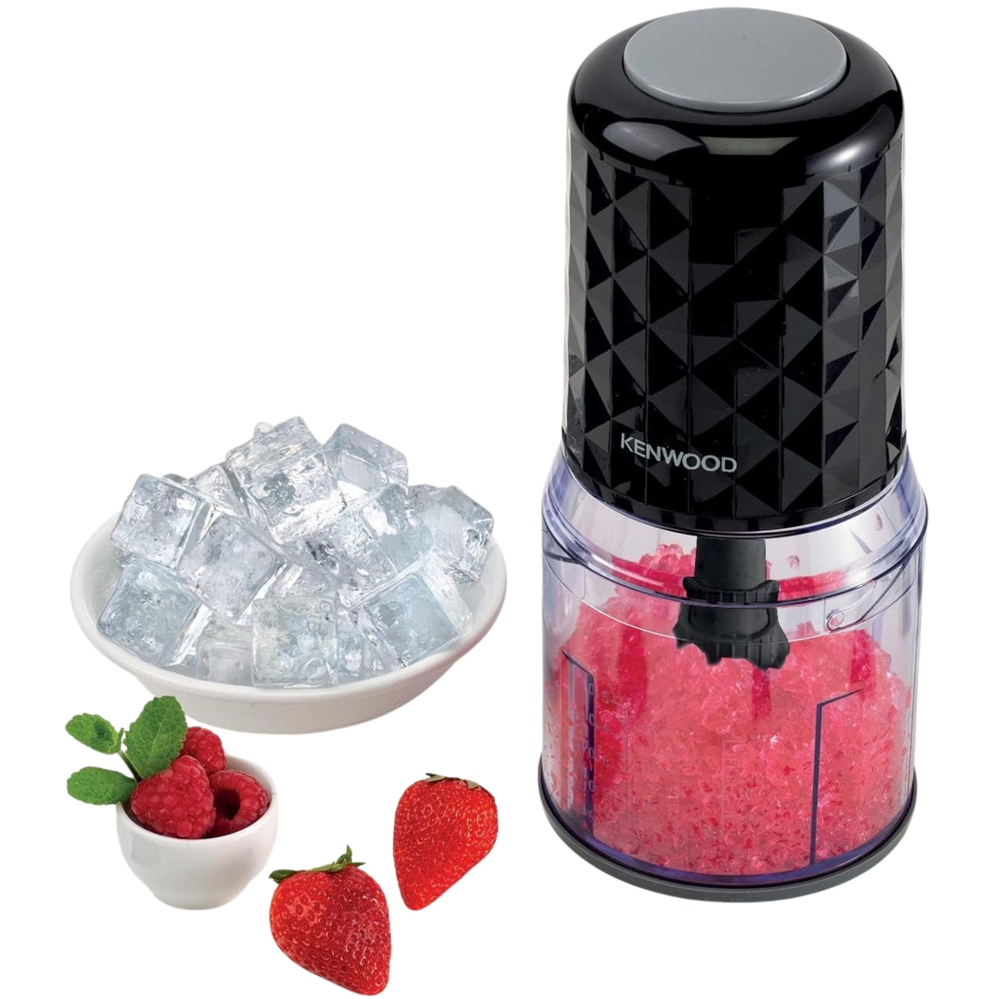 KENWOOD Chopper 400W Electric Food Chopper with 500ml Bowl, Dual Speed, Stainless Steel Quad Blade, Rubber Lid, Ice Crush Function Black