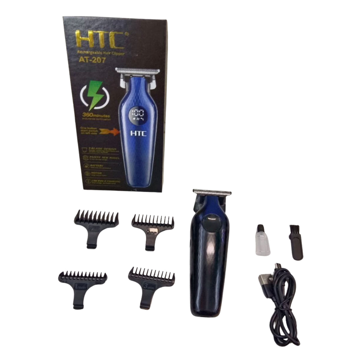 HTC Rechargeable Cordless Hair Trimmer USB Fast Charging Barber Machine Blades Hair Cutter