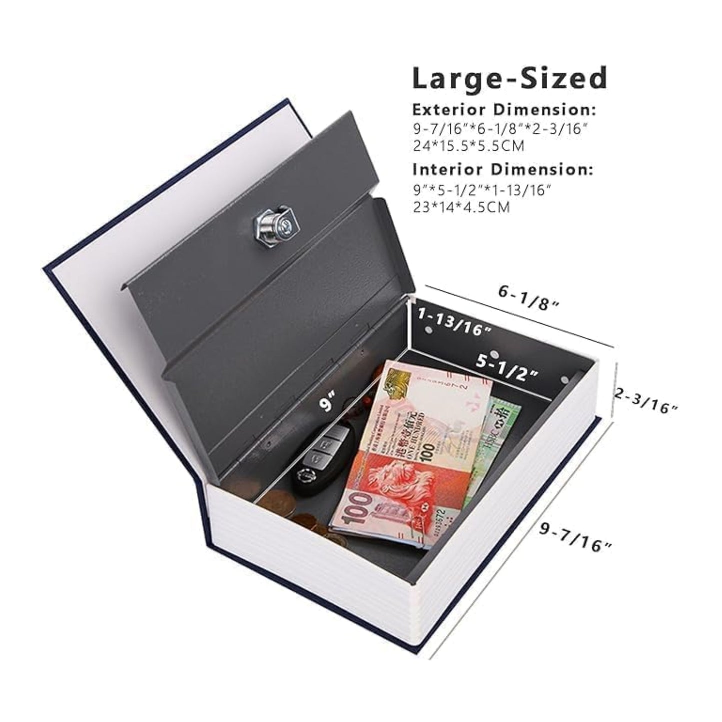 SEPOX® Ultimate Diversion Safe Book Box, Lock Box with Key 24cm