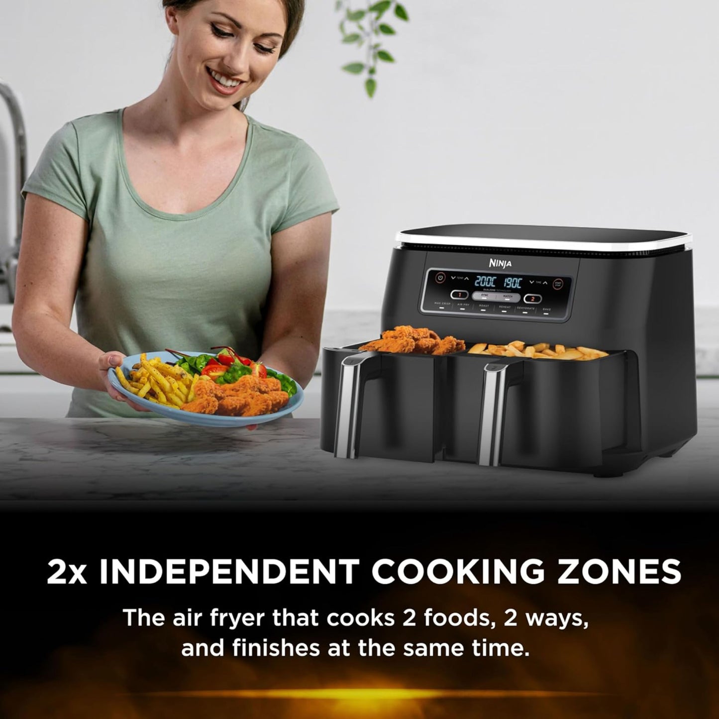 Ninja Dual Zone Air Fryer (Granite Grey)7.6L