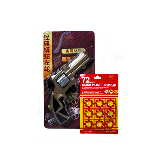Revolver alloy Gun 8 shots Plastic Disc Cap Silver