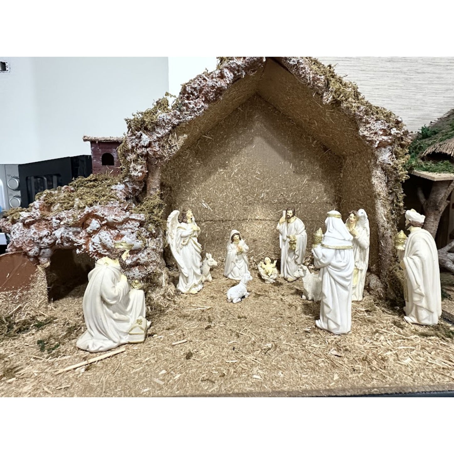 Nativity scene set status 15cm - White