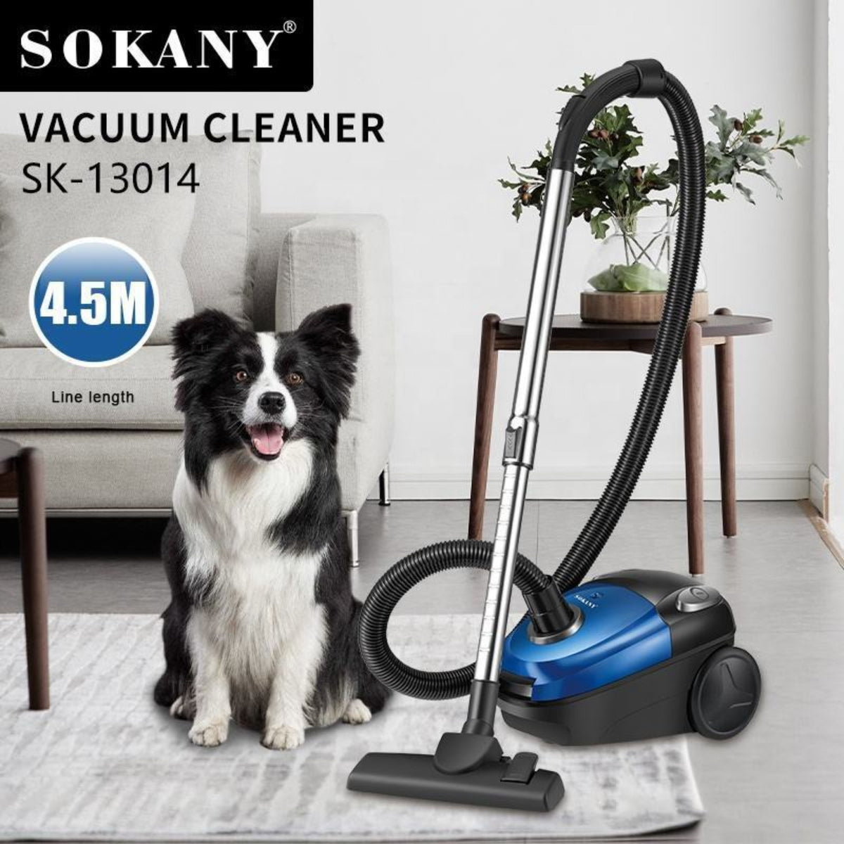 SOKANY 2000W High-Power Vacuum Cleaner with 1L Dust Cup,4.5m Cord,and Cyclone Filtration - bagless