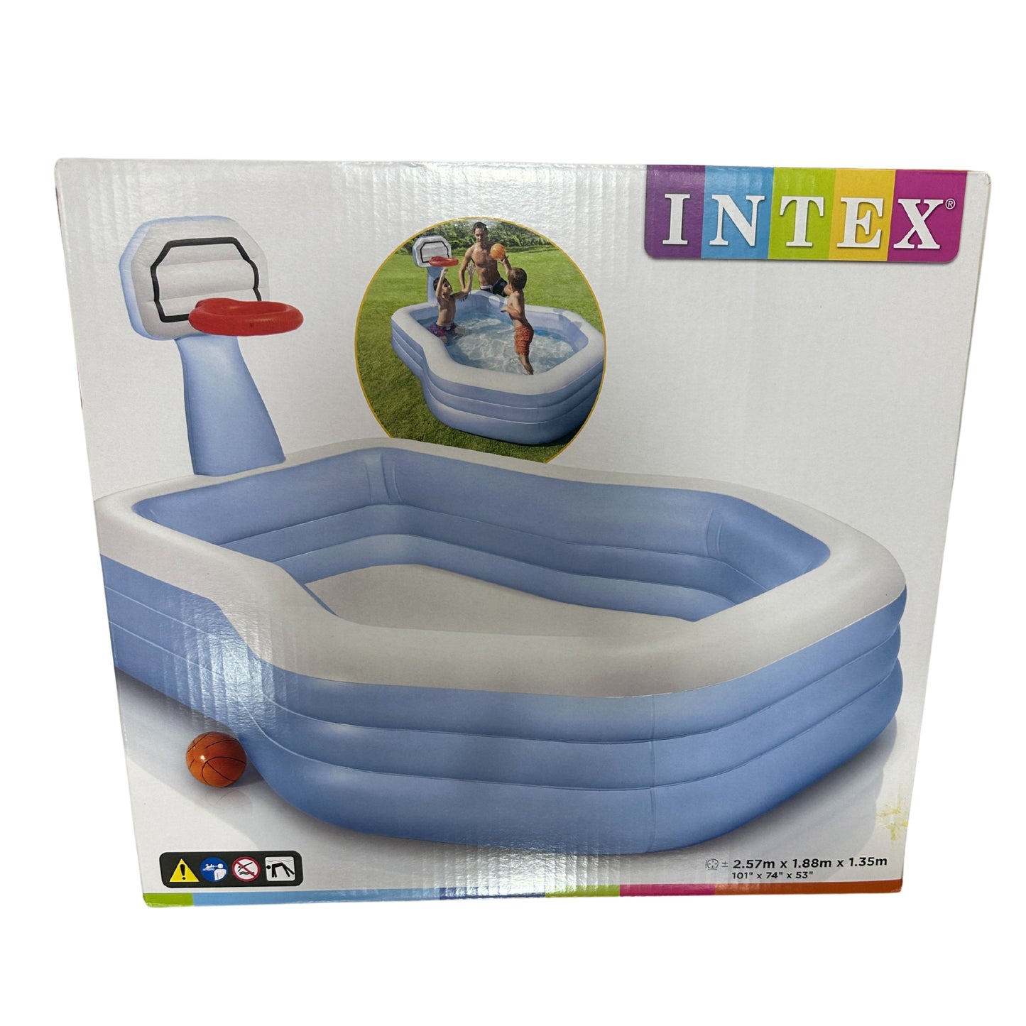 Inflatable Swim Center Shootin Hoops Family Pool 2.57m x 1.88m x 1.30m