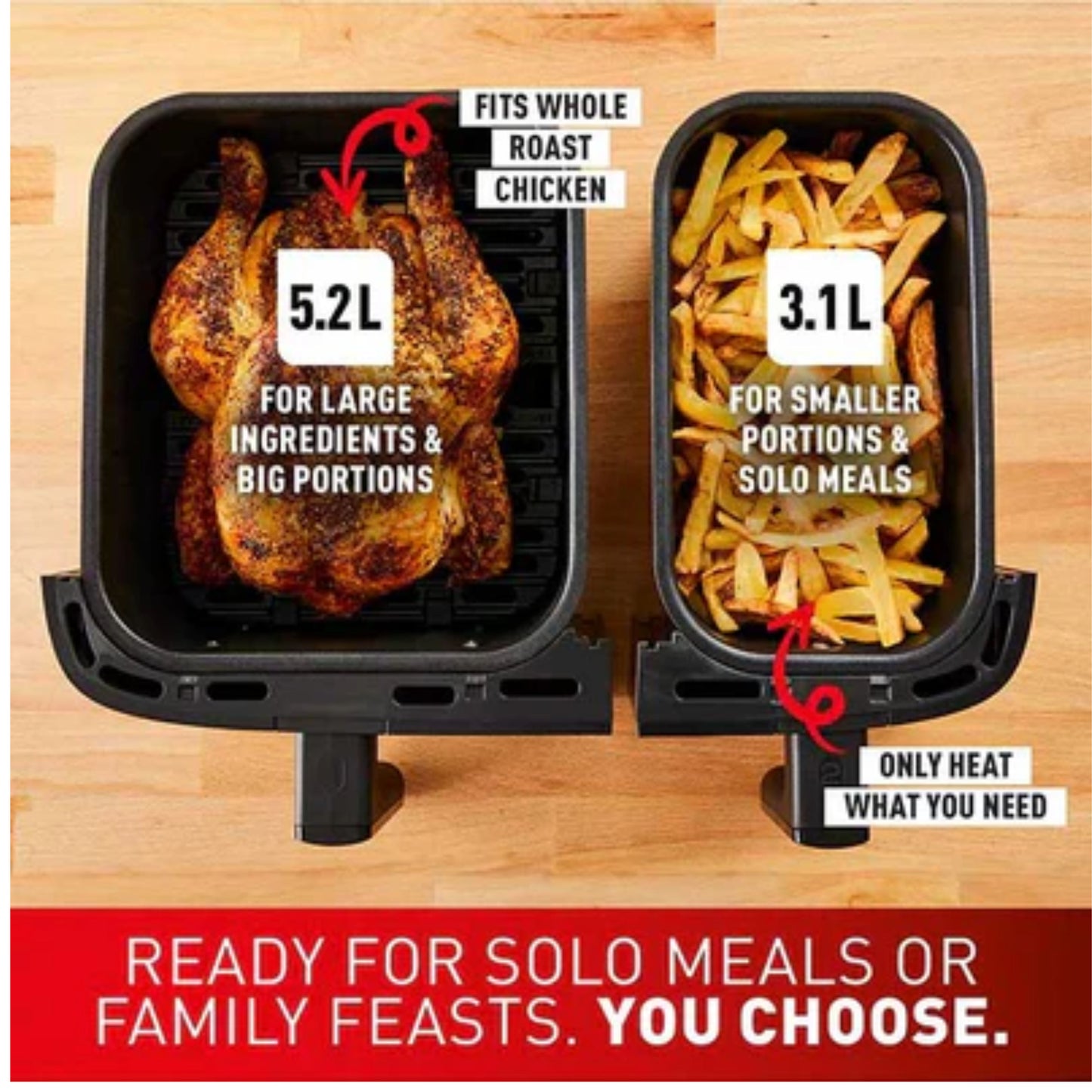 Tefal Easy Fry Dual Zone Air Fryer & Grill , 8.3L, Stainless Steel |
