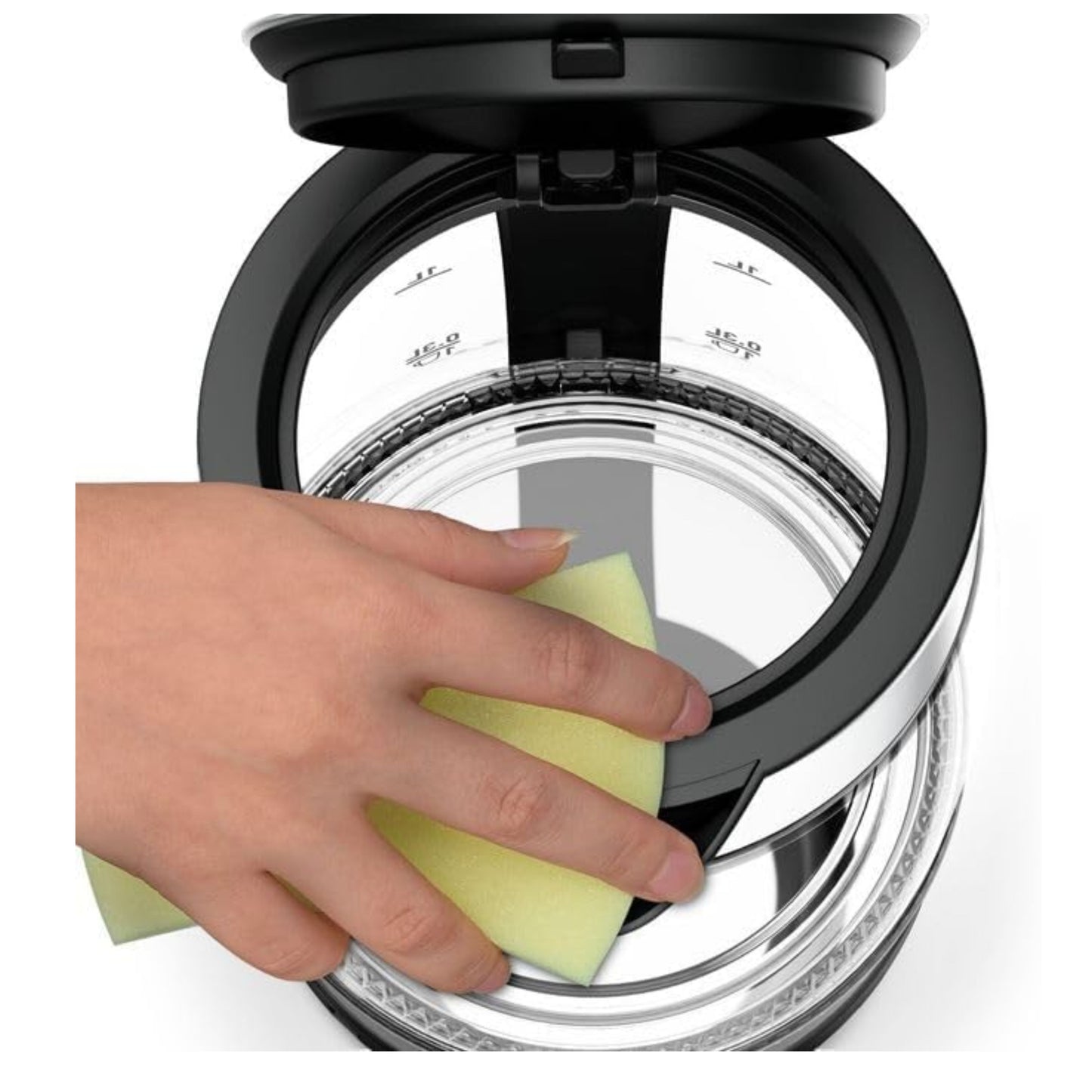 Tefal Electric Glass Kettle , with Auto Shut-Off  Removable Mesh Filter, fresh water boiled, 2200W, 1.7 Liters, Black