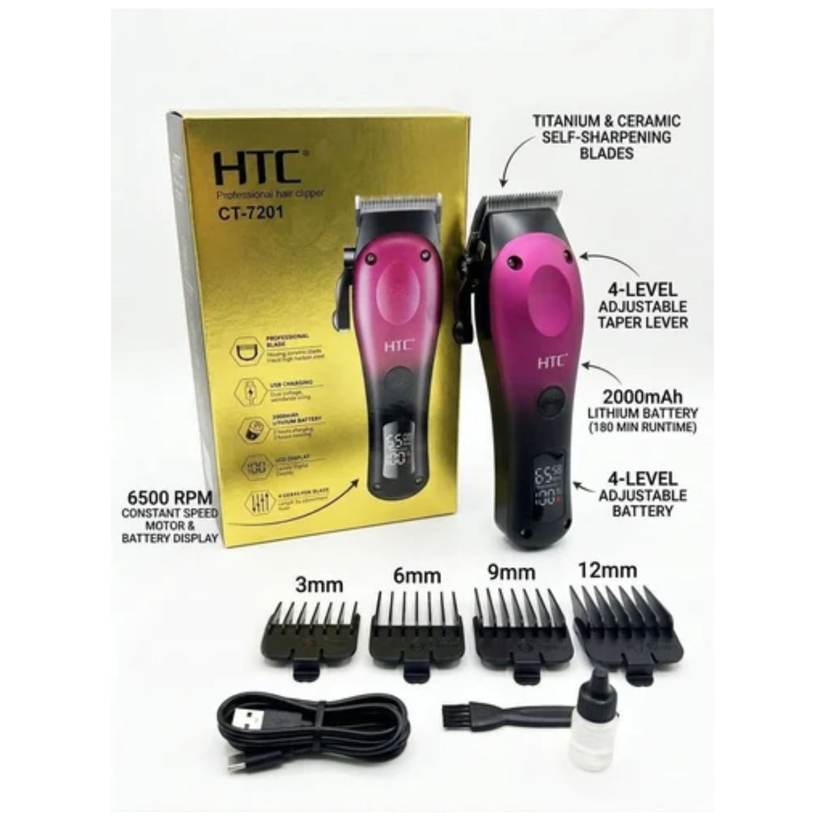Htc  Professional Hair Clipper - pink