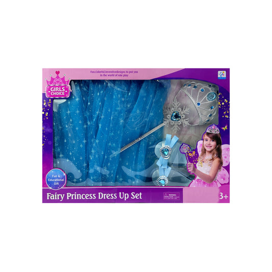 Princess Blue Dress With Heels, Wand, Earings , Necklace, Ring And a tiara