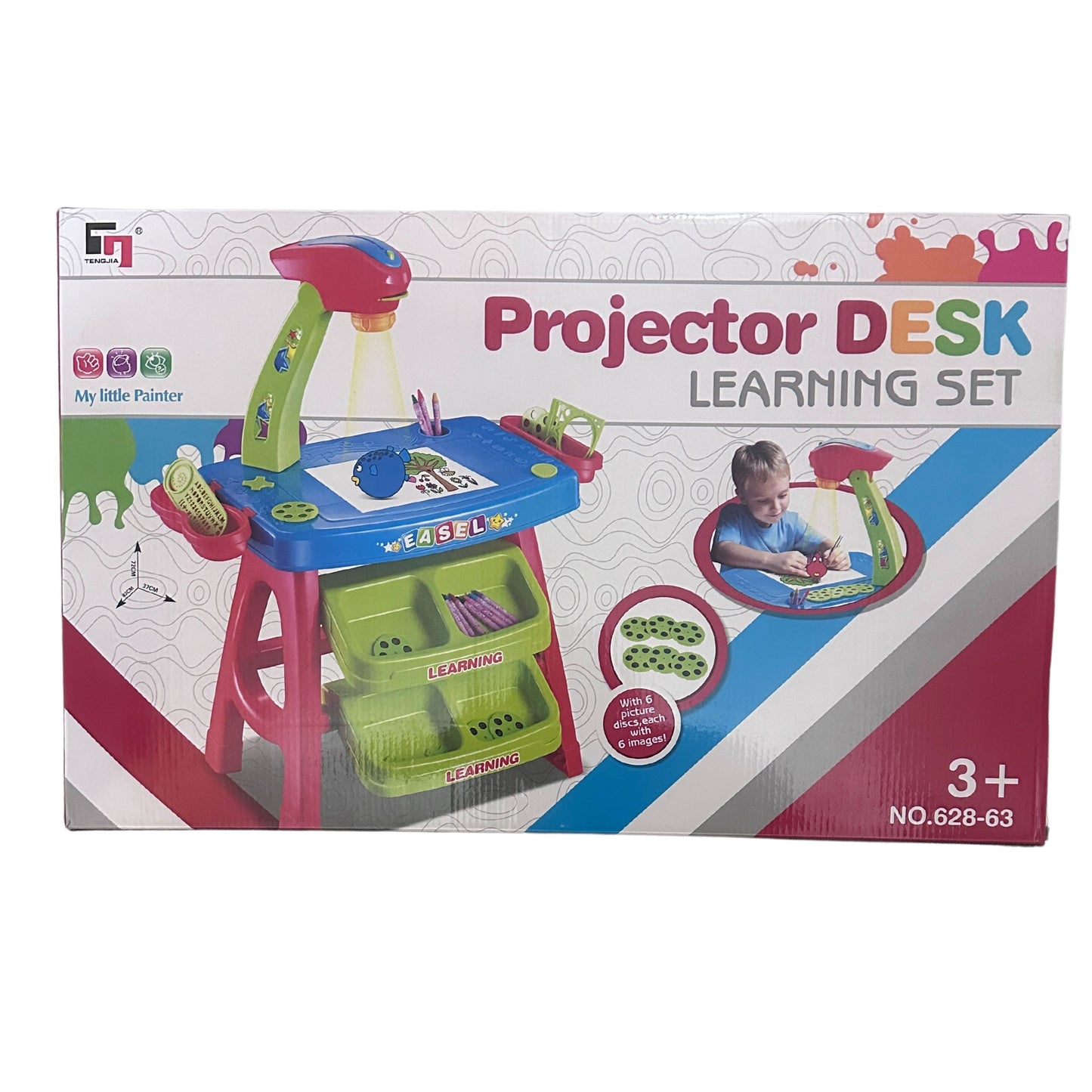 Educational Drawer Table with Projector 36 Pictures Crayons