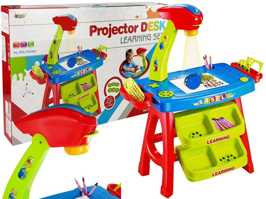 Educational Drawer Table with Projector 36 Pictures Crayons
