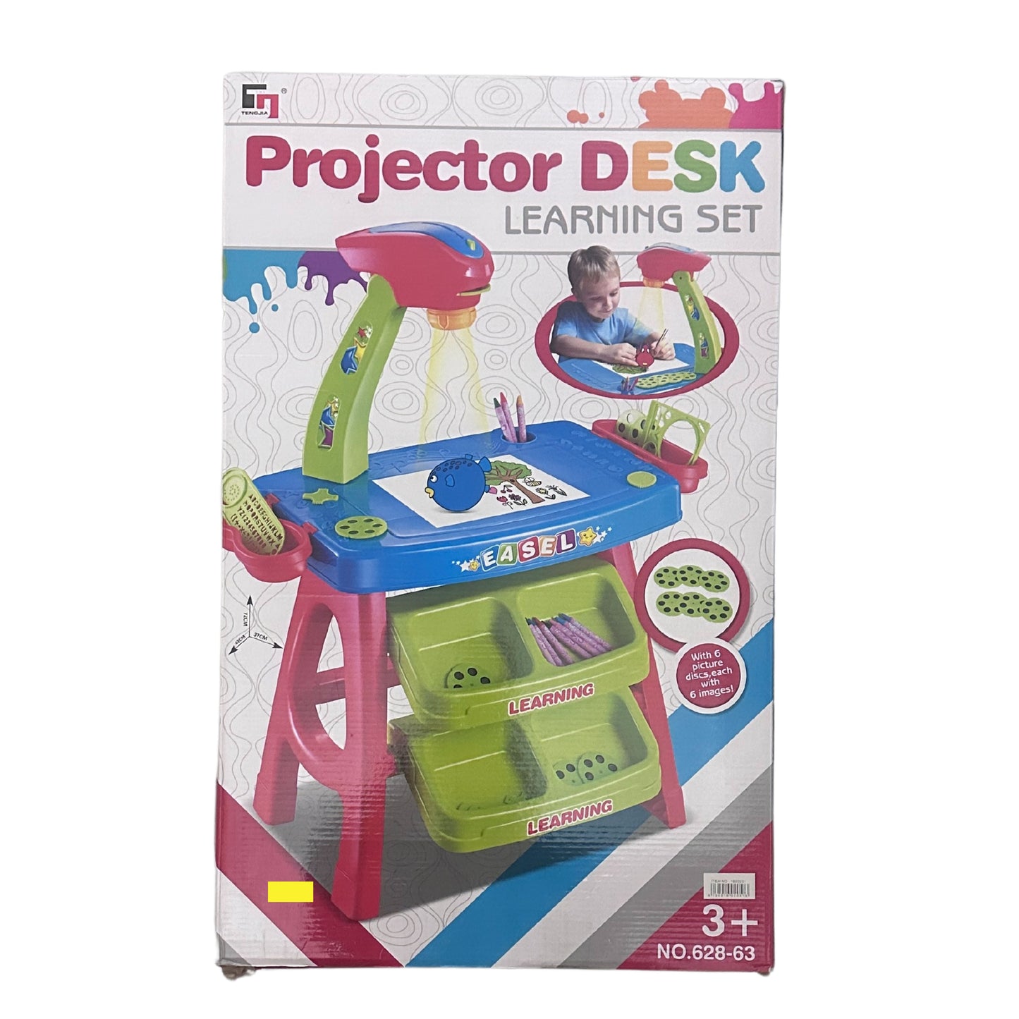 Educational Drawer Table with Projector 36 Pictures Crayons