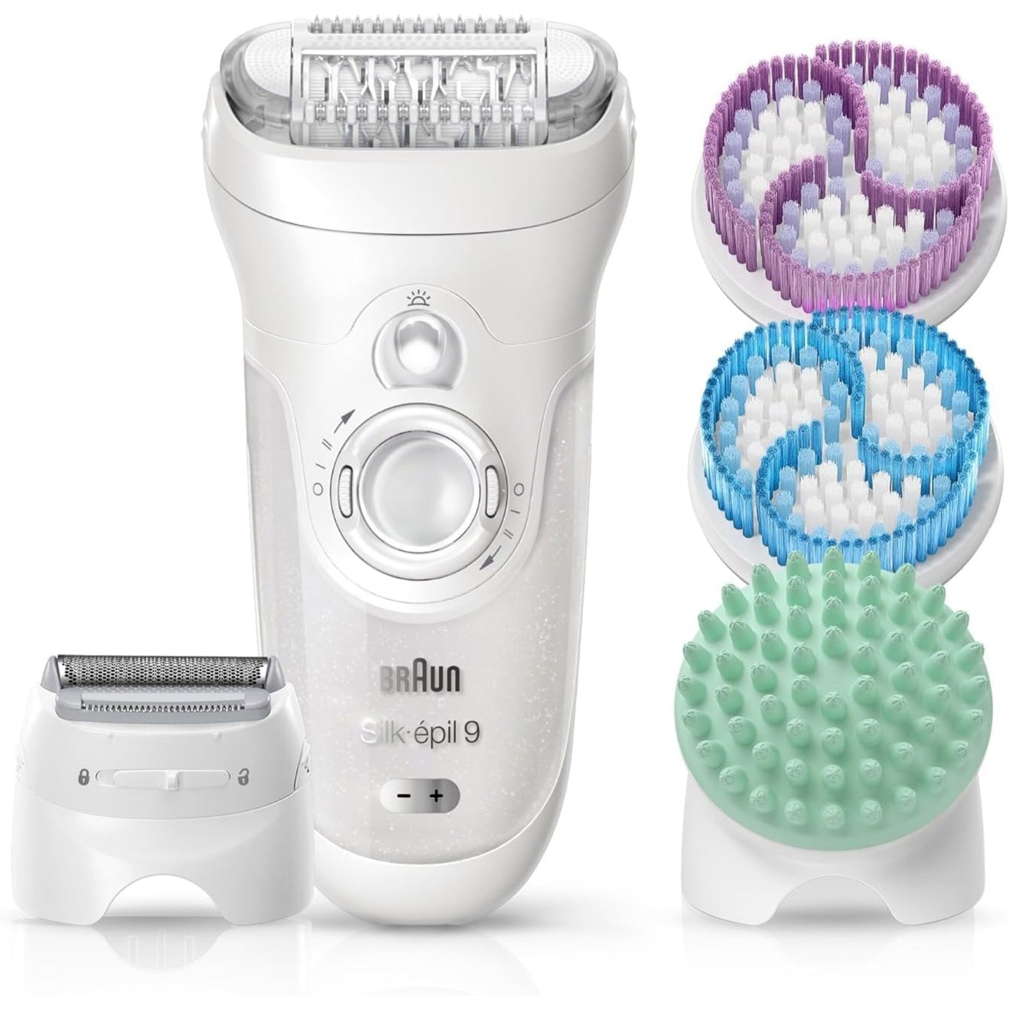 Braun Silk-épil 5 Power Epilator with Electric Razor Head and Bikini Trimmer, Wired Epilator with 28 Tweezers, Gifts for Women, 5-825, White/Purple