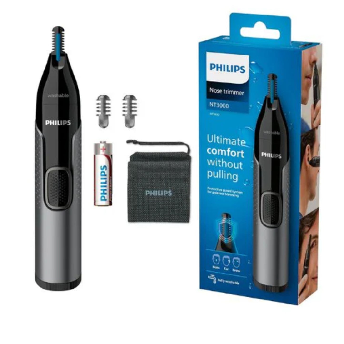 Philips Washable nose, ear and eyebrow trimmer with 2 combs