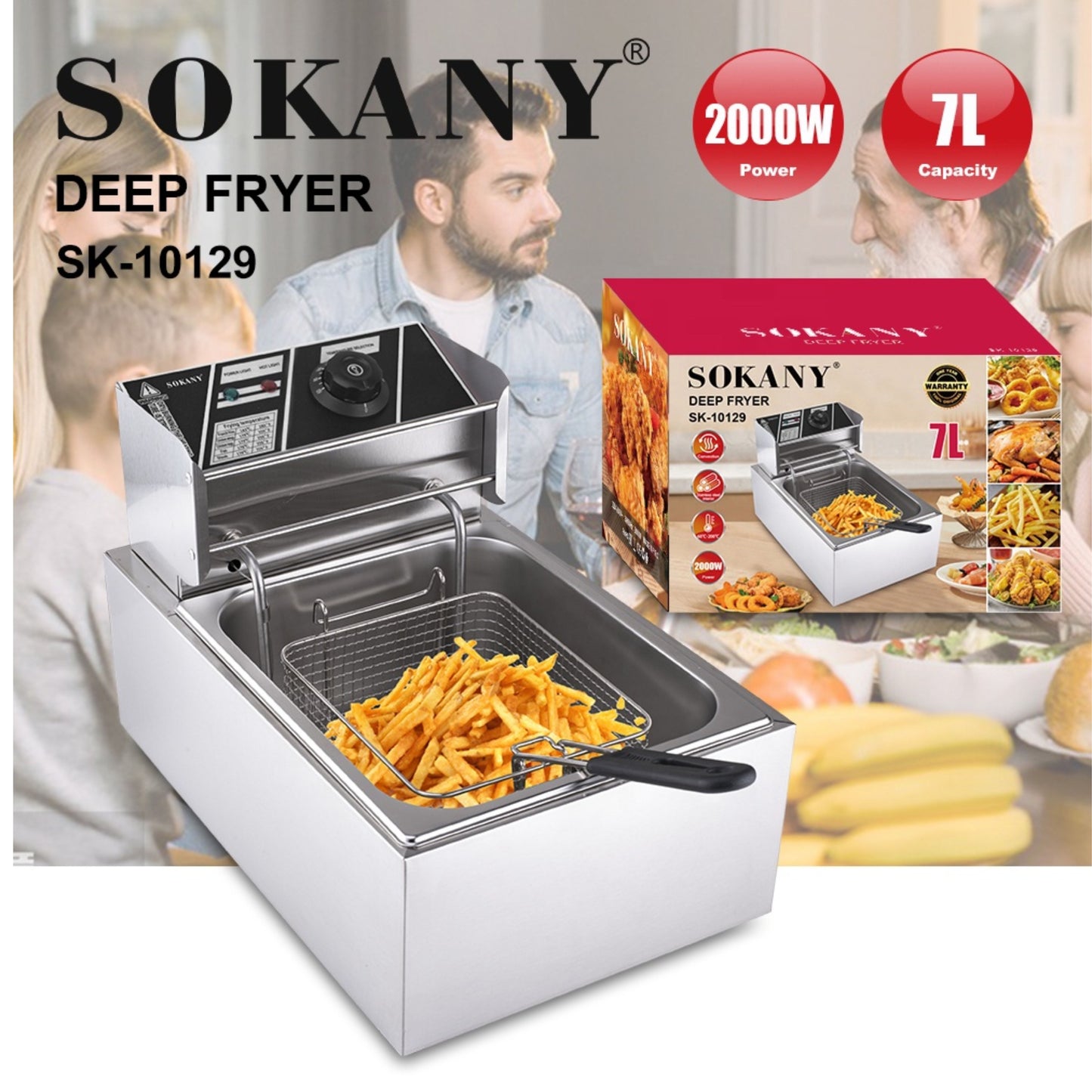 SOKANY 7L Electric Deep Fryer Household Frying Machine Electric Fryer