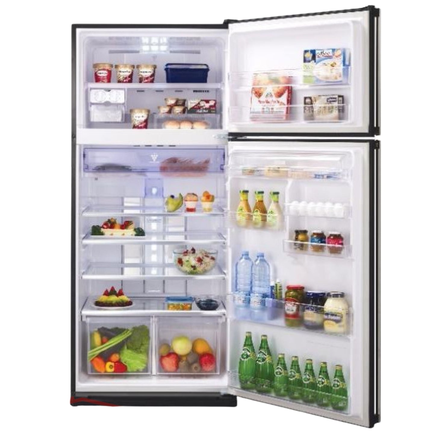 Sharp Refrigerator 692L - 185 cm -  mirror Black