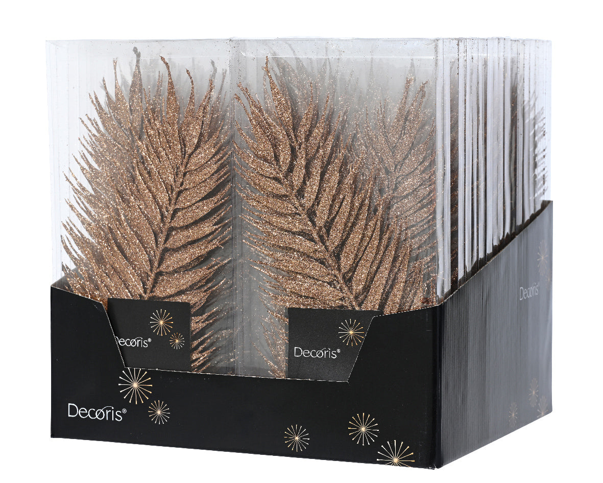 burgundy Artificial Christmas Glitter Leaf  4pcs - 42 cm