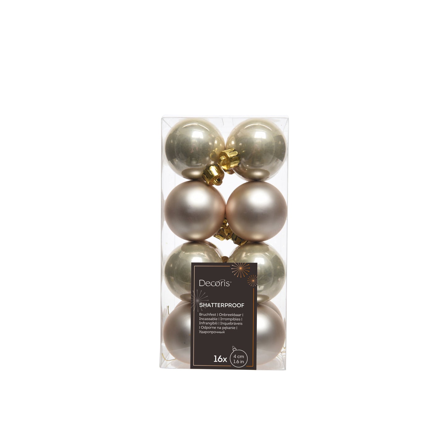 Baubles polystyrene mix 16 baubles 4cm - Pearl