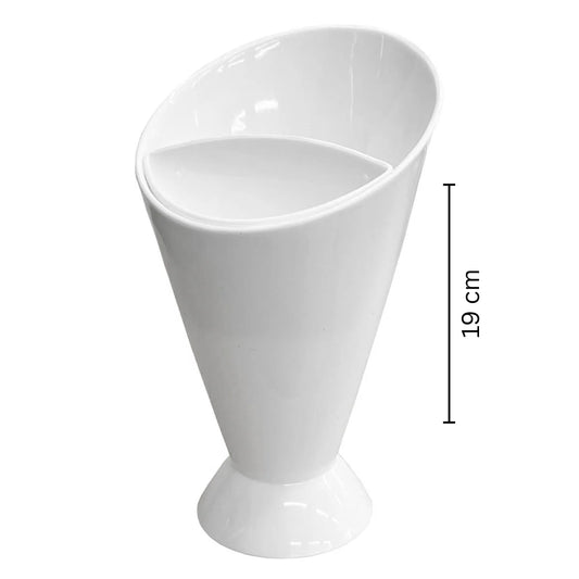 Ceramic French Fry Holder with Standing Ketchup Sauce Compartment