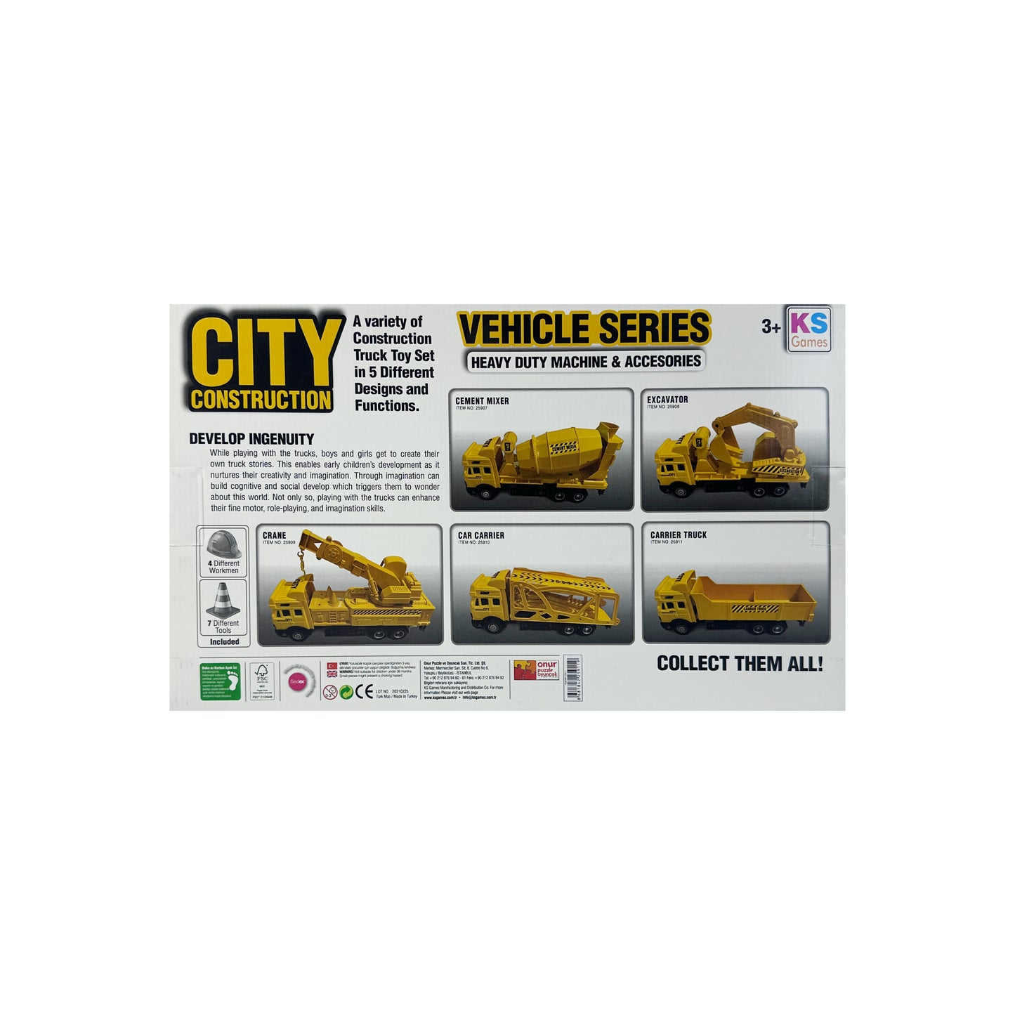 City Construction Truck Yellow With Accessories