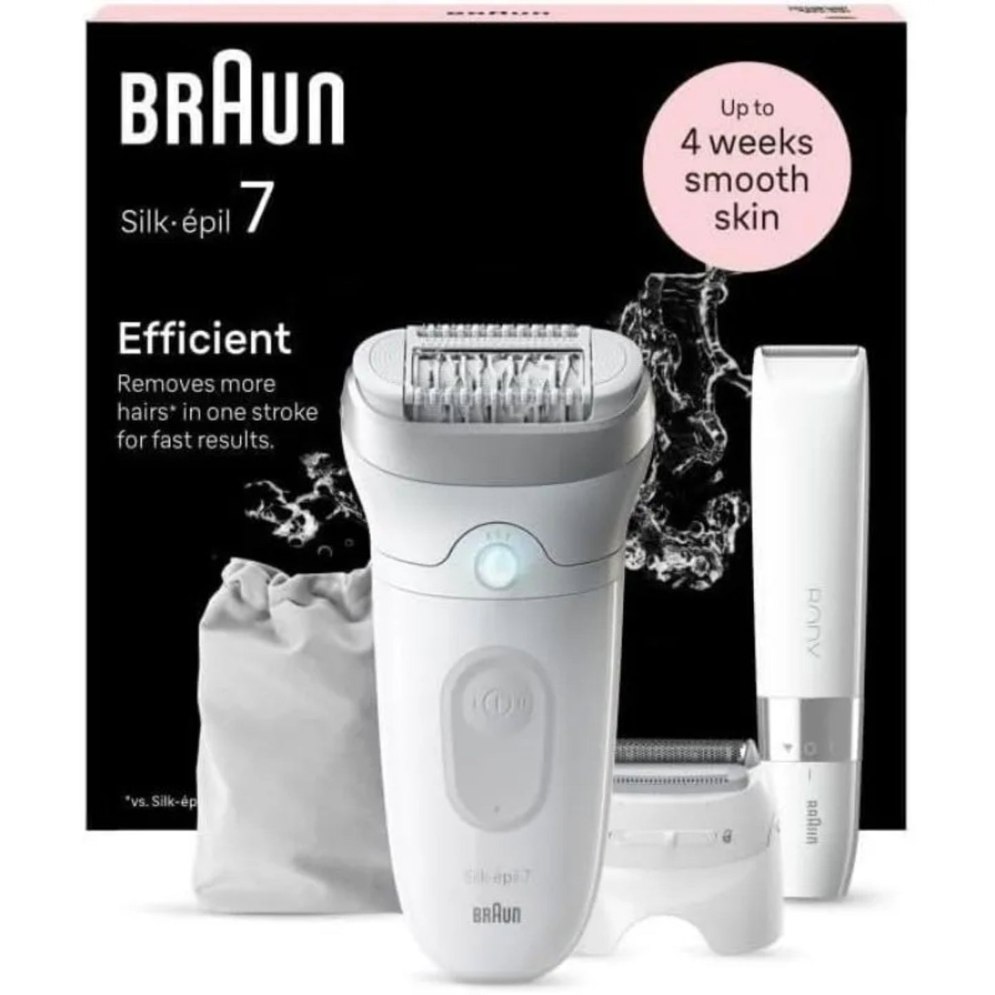 Braun – Silk-epil 7 Women’s Epilator/Hair Remover for Long Lasting Hair Removal, Mini Body Razor, Razor Attachment and Trimmer Attachment, white/silver