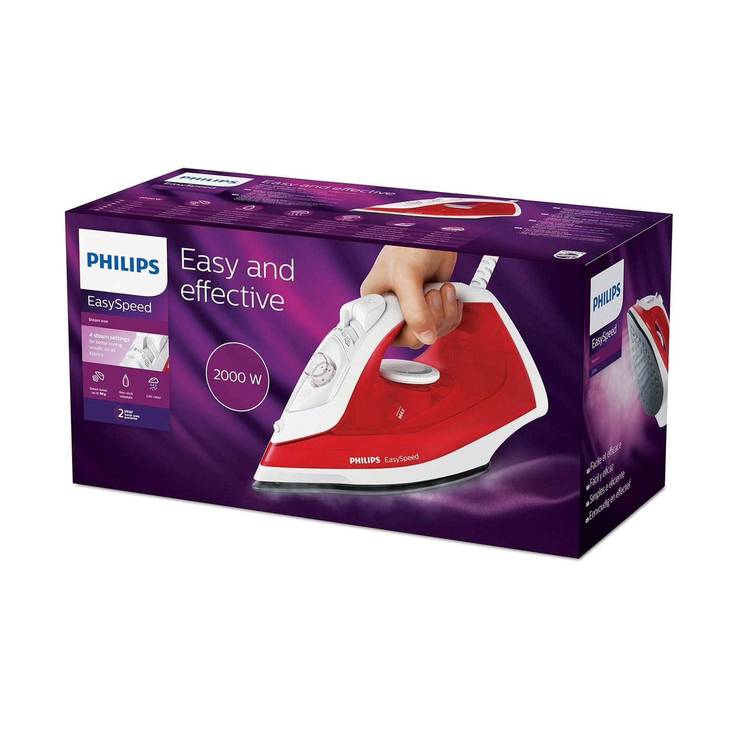 Philips Steam Iron, 2000W, 220 ml, White and Red