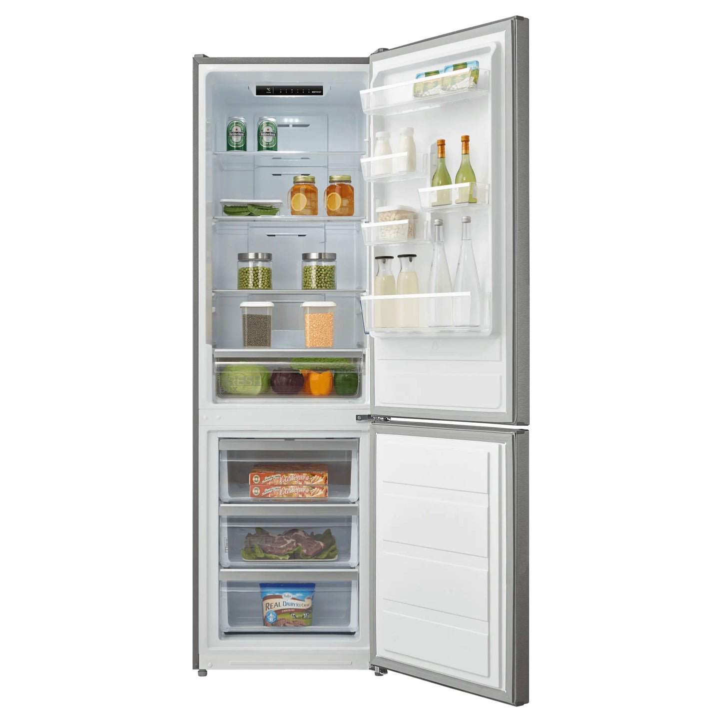 Midea Refrigerator Double Door 318L Silver 188cm