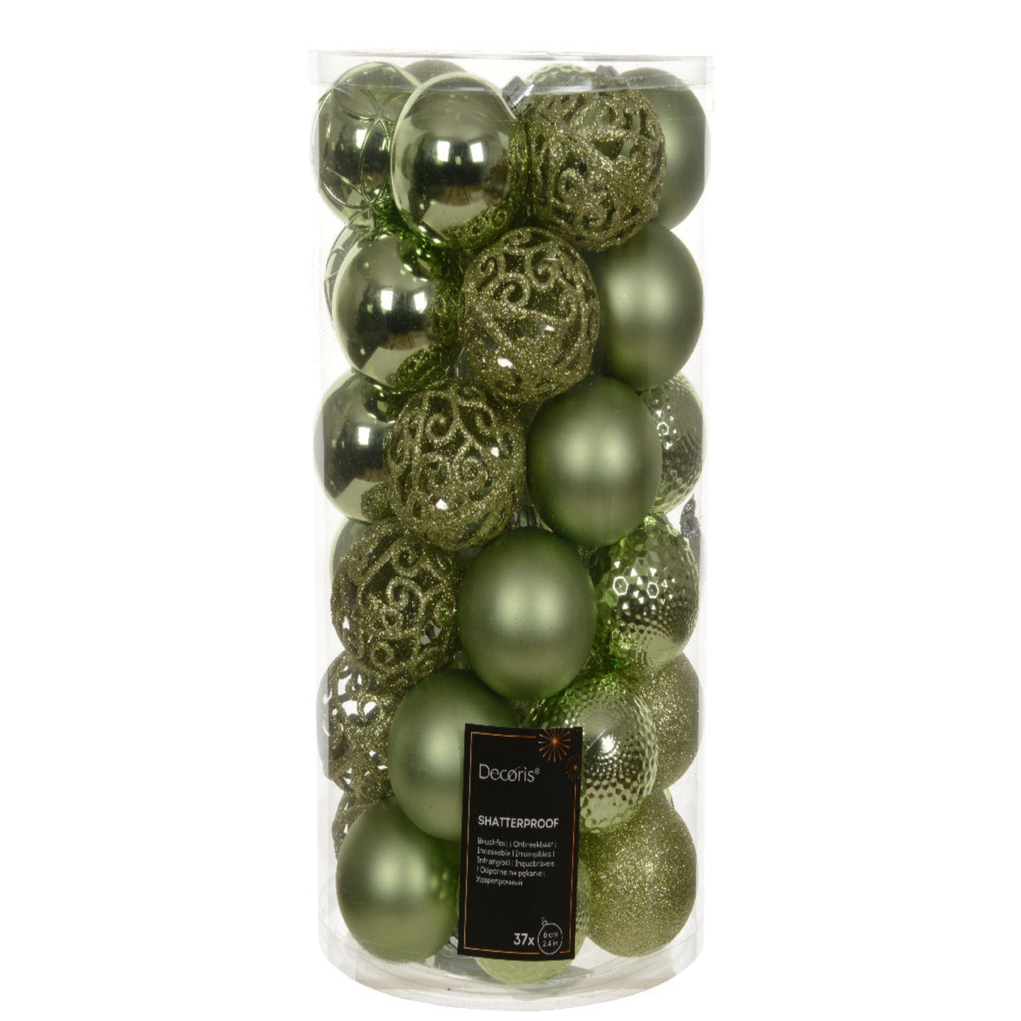 Baubles shatterproof shiny, matt, glitter mix 37pcs 6cm